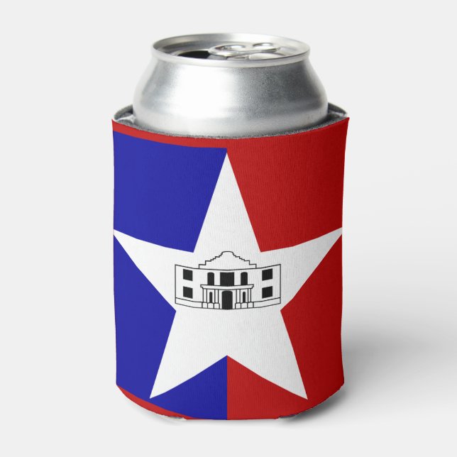 Porta-lata Bandeira de San Antonio, Texas Can Cooler (Can Front)