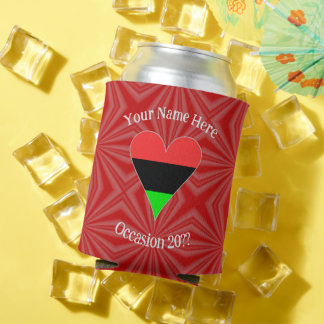 Porta-lata Bandeira do Coração da Diáspora Africana com Texto