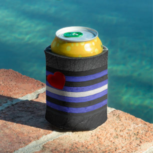 Porta-lata bandeira do orgulho de couro SlipperyJoe's preto a