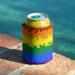 Porta-lata Bandeira do Orgulho Gay Arco-Íris Abstrato Boho Fu
