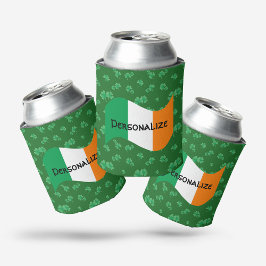 Porta-lata Bandeira Irlandesa com Trevos