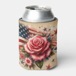 Porta-lata Bandeira, Rosas e Estrelas Vintage American