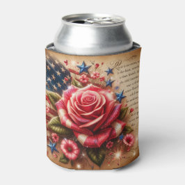 Porta-lata Bandeira, Rosas e Estrelas Vintage American