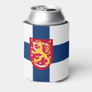 Porta-lata Bandeira Suomi com casaco de armas sobrepostas