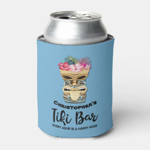 Porta-lata Bar Tiki dos Padrinhos de Casamento com Monograma