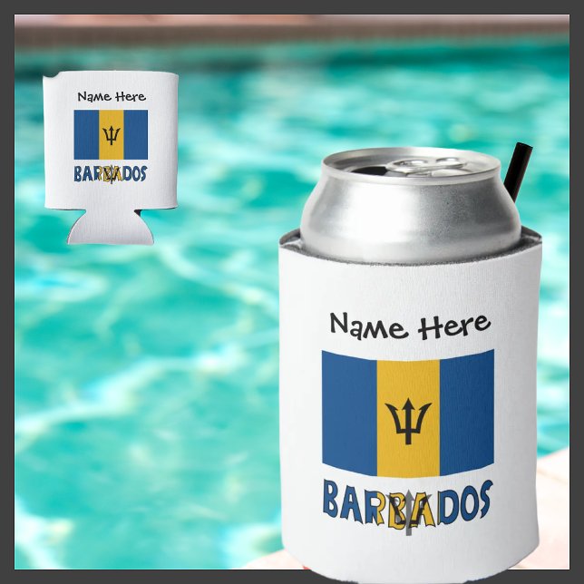 Porta-lata Barbados e Bandeira de Barbadiano com seu nome (Criador carregado)