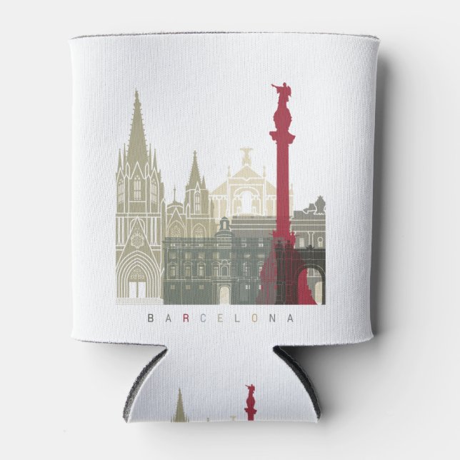 Porta-lata Barcelona skyline poster (Frente)