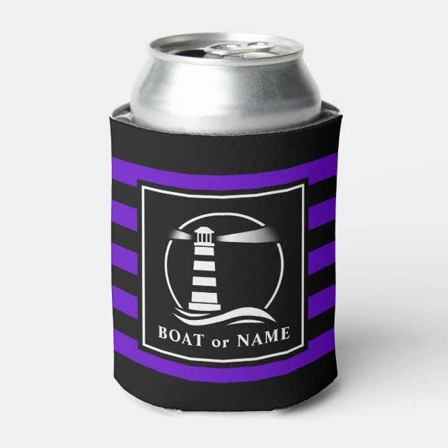Porta-lata Barco de Farol Clássico ou Nome Purple Striped (Can Front)