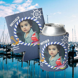 Porta-lata Barcos Divertidos Foto Azul Marinho Can Cooler
