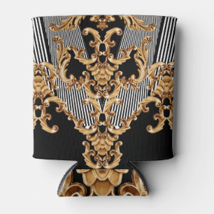 Porta-lata Barroco ouro, design de ornamento intricado.