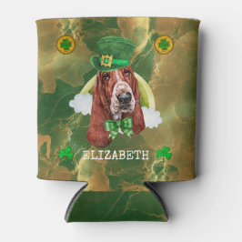 Porta-lata Basset Hound Dourado Personalizado St. Patricks