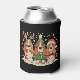 Porta-lata Basset Hound Natal Papai Noel Rena Cão Natal