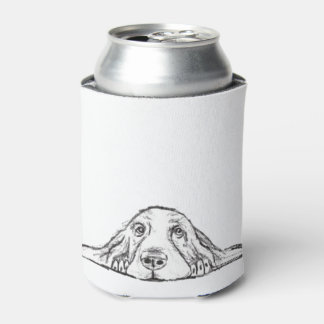 Porta-lata basset hound preto branco simples olhos de cachorr