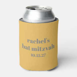 Porta-lata Bat Personalizado Mitzvah Favorece Cinzas Amarelas