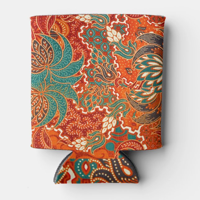 Porta-lata Batik Malaio: Belo Padrão de Arte. (Frente)