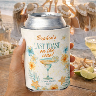 Porta-lata Beach Bachelorette Last Toast on the Coast Custom