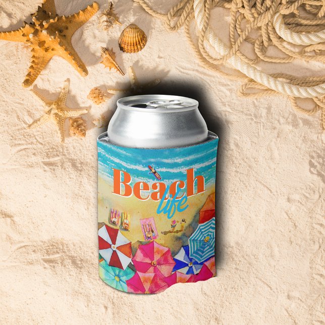 Porta-lata Beach Life (Beach Life beverage can cooler - keep your drinks cold and great to give to friends, too.)