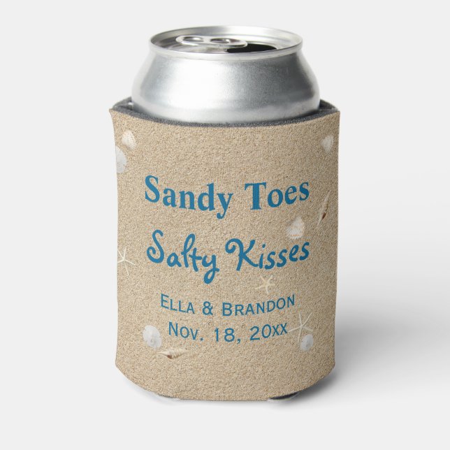 Porta-lata Beach Sandy Toes Salty Kisses Can Cooler (Can Back)