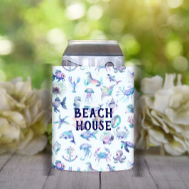 Porta-lata Beach Vibe Pastel colorido padrão dos animais mari