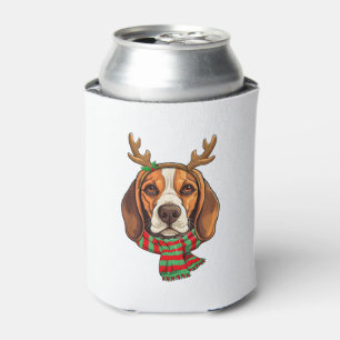 Porta-lata Beagle Dog Christmas Reindeer Santa Hat Engraçado 