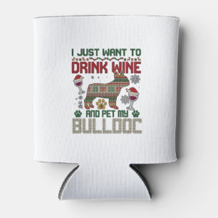 Porta-lata Beba Vinho Bulldog Cachorro Suéter Feio Chapéu de