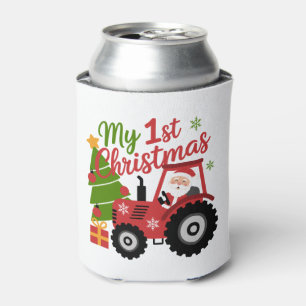 Porta-lata Bebê Meu 1º Natal Xmas Crianças Trator do Papai No
