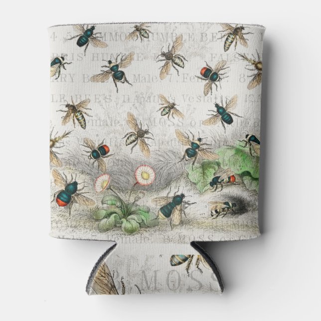 Porta-lata Bee Honey Queen Bees Antique (Frente)