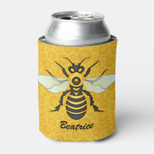 Porta-lata Bee Honeycomb Nome Personalizado Honeybee Hive