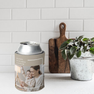 Porta-lata Beige Modern Family Photo Happy Blessed Easter
