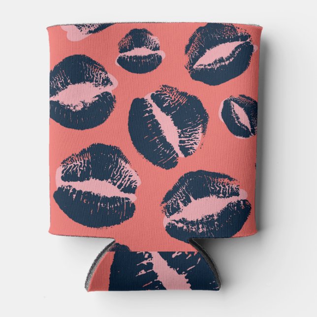 Porta-lata Beijo Leopard: Impressão de Moda Lipstick (Frente)