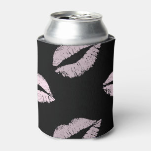 Porta-lata Beijos Rosa Prateado