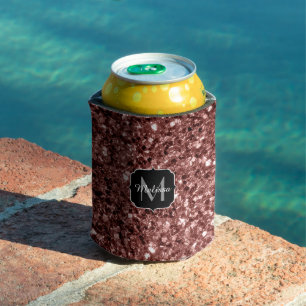 Porta-lata Belo Glam Brown Red Glitter brilha Monograma