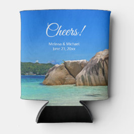 Porta-lata Belo Mar Tropical com um Casamento de Praia Rocky