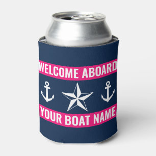 Porta-lata Bem-vindo ao conselho nome de barco personalizado
