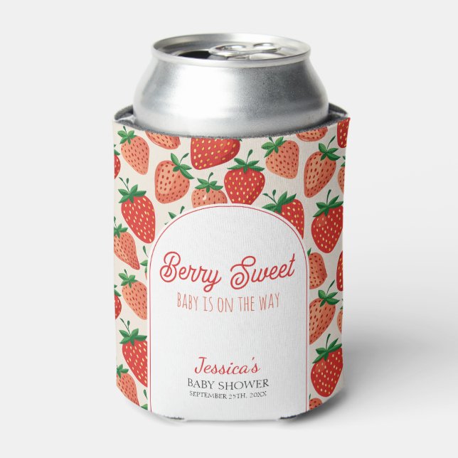 Porta-lata Berry Sweet Strawberry Chá de fraldas Cooler (Can Front)