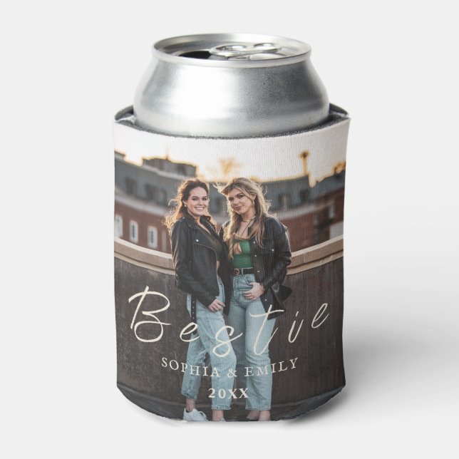 Porta-lata Bestie Photo Collage Can Cooler – Custom Name  (Can Front)