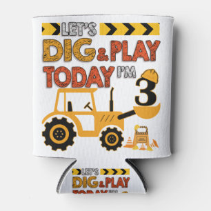 Porta-lata Birthday Boy 3 Construction 3rd Birthday Excavator
