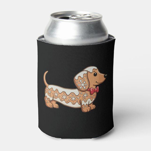 Porta-lata Biscoito de gengibre de Natal do cachorro salsicha (Can Front)