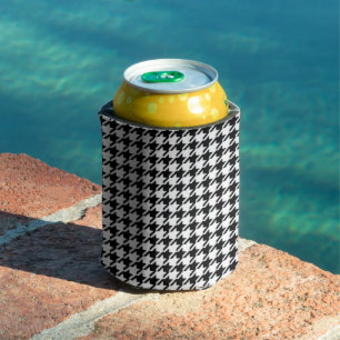 Porta-lata Black and White Houndstooth by Shirley Taylor