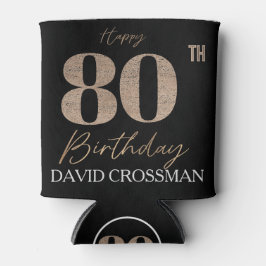 Porta-lata Black & Gold Elegant Glitter 80th Birthday