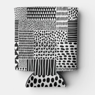 Porta-lata Black White Doodle: Etnia sem costura