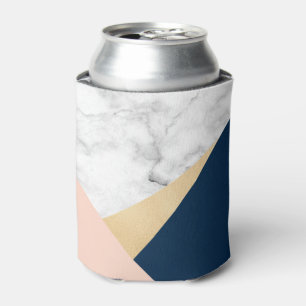 Porta-lata bloco azul da cor do pêssego de mármore branco