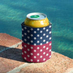 Porta-lata Bloco de Cores Azul e Vermelho com Estrelas Branca