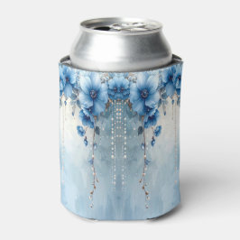 Porta-lata Blue Flowers and Pearls Can Cooler