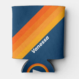 Porta-lata Blue Vintage Stripe with Name