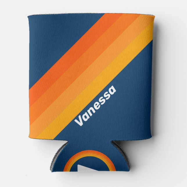 Porta-lata Blue Vintage Stripe with Name (Frente)
