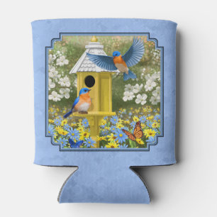 Porta-lata Bluebird e Hexagon Birdhouse Blue