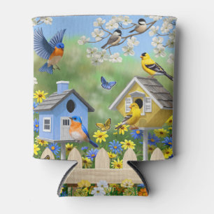 Porta-lata Bluebird Goldfinches Birdhouses Fllower Garden