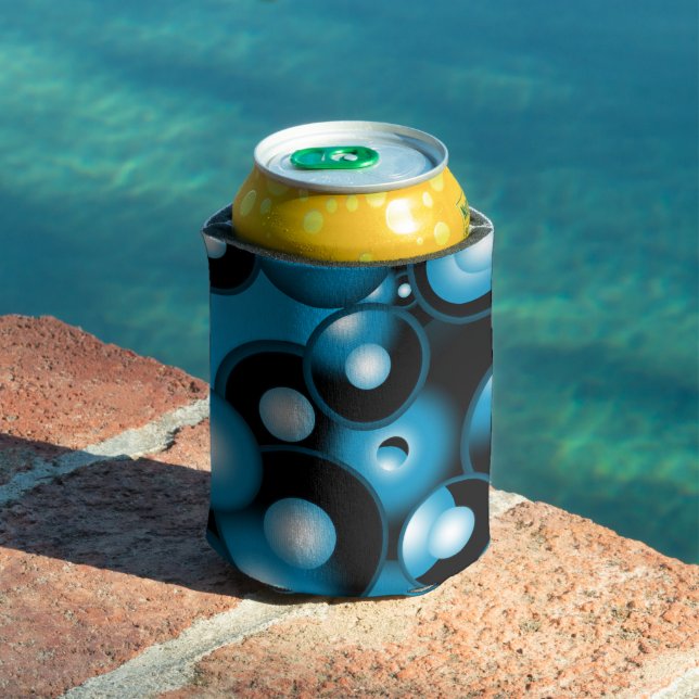 Porta-lata Blues Circular Concentric Abstrato Art Orbital (Piscina in situ)