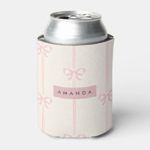Porta-lata Blush Cor-de-rosa Personalizado com Laço Fita Coqu